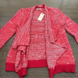 NWT Skies Are Blue Cardigan Red Sweater Open Draped Knit Cardigan Size Medium